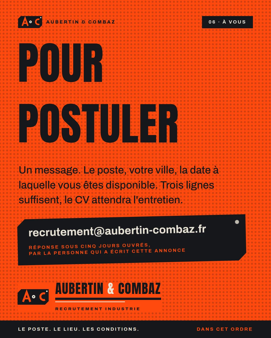 Slide 6, l'action seule, adresse et délai de réponse